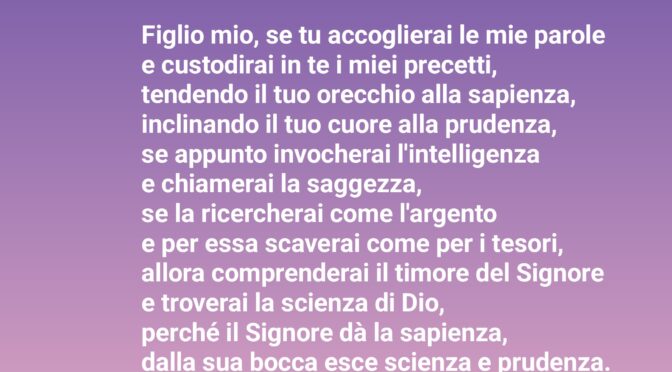 Figlio mio, radica nel tuo cuore il timore di Dio
